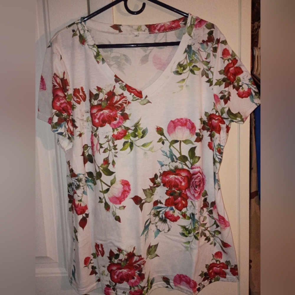 Beautiful Floral V-Neck Women’s Top Brand New